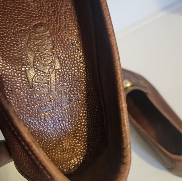 Salvatore Ferragamo Embossed Brown Leather Gancini Loafer Slip-On Buckle Men 6,5 - Picture 8 of 11